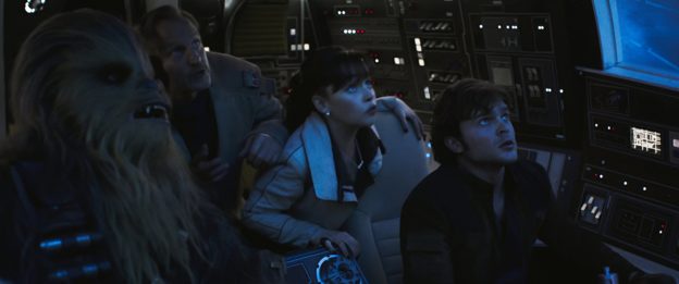 Alden Ehrenreich, Woody Harrelson, and Emilia Clarke in Solo A Star Wars Story